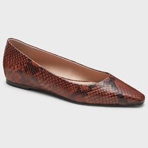 Banana Republic Leather Pointed Toe Flats Nutmeg Snake 8.5